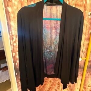Elegant Black Women's Sweater Sheer Back of Emerald Colors